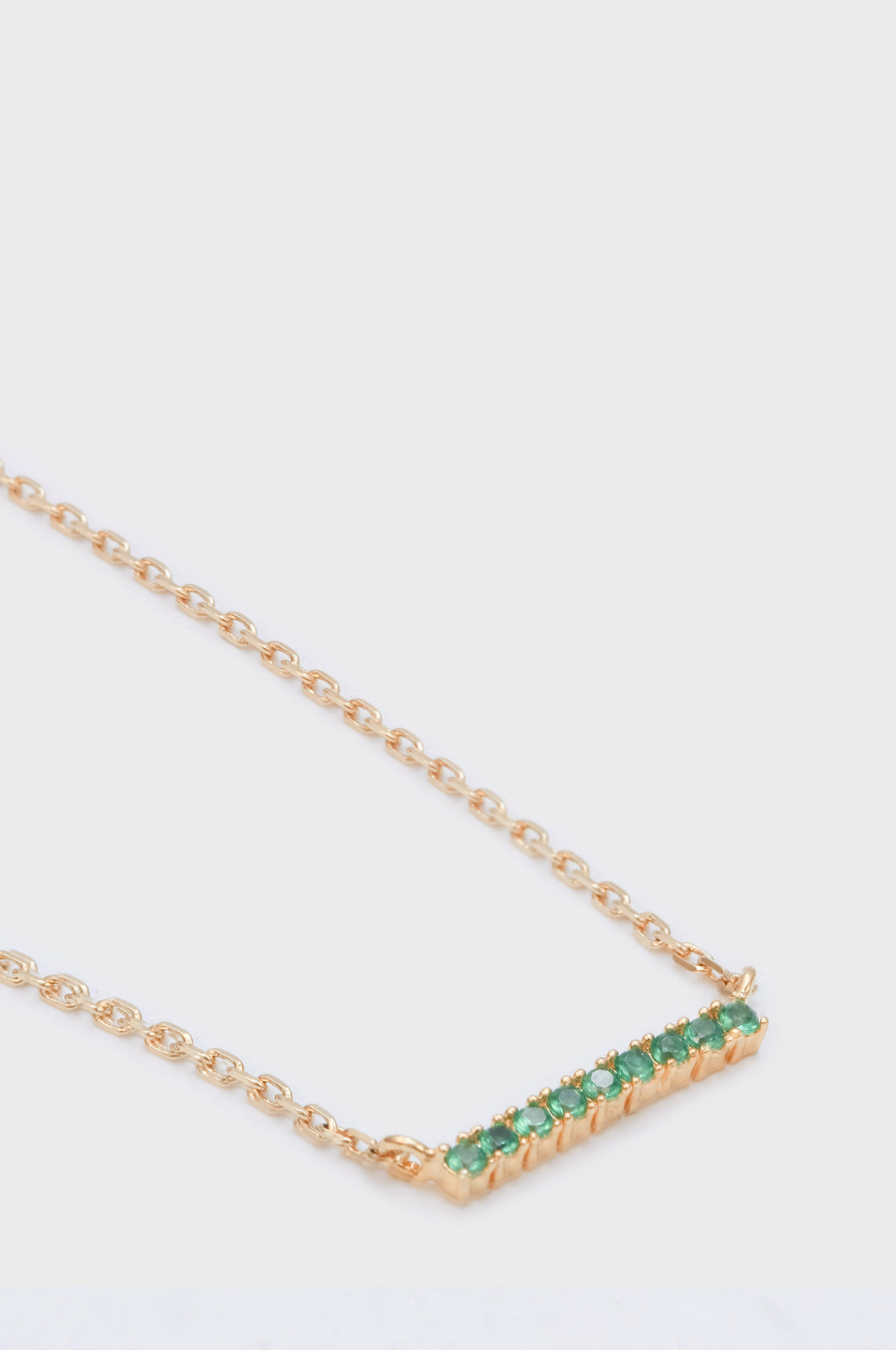 Gold charm necklace diamante bar