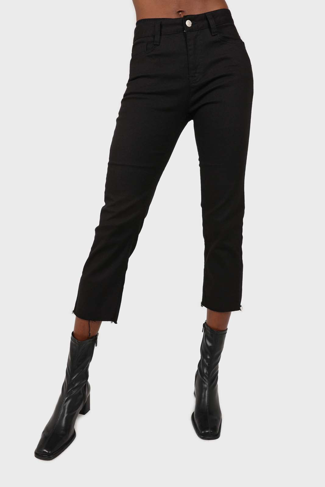 Black cut bottom boyfriend jeans - 2305_1