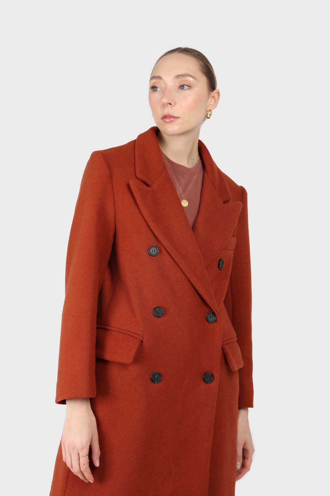 Rust orange wool long coat_4