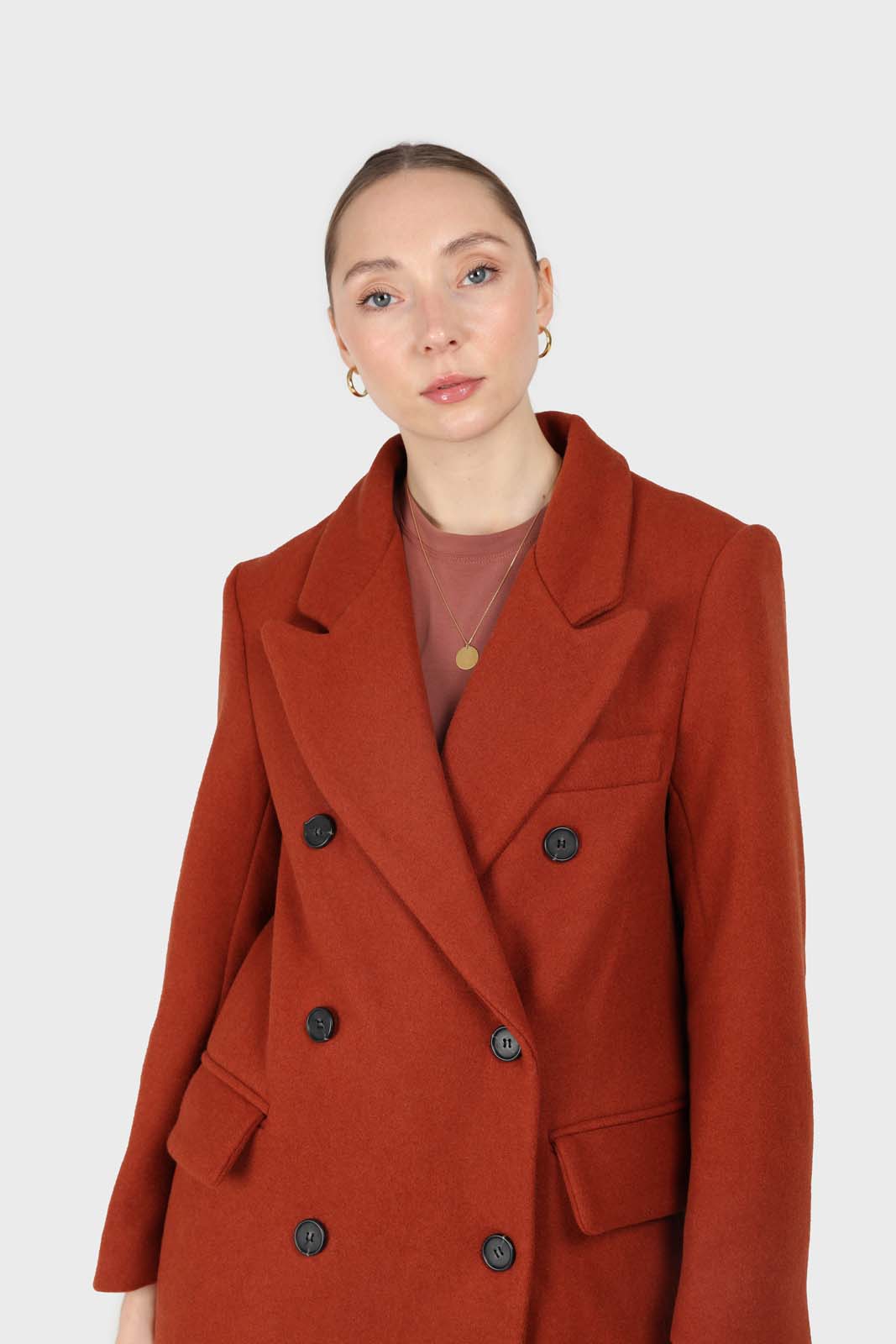 Rust orange wool long coat_3