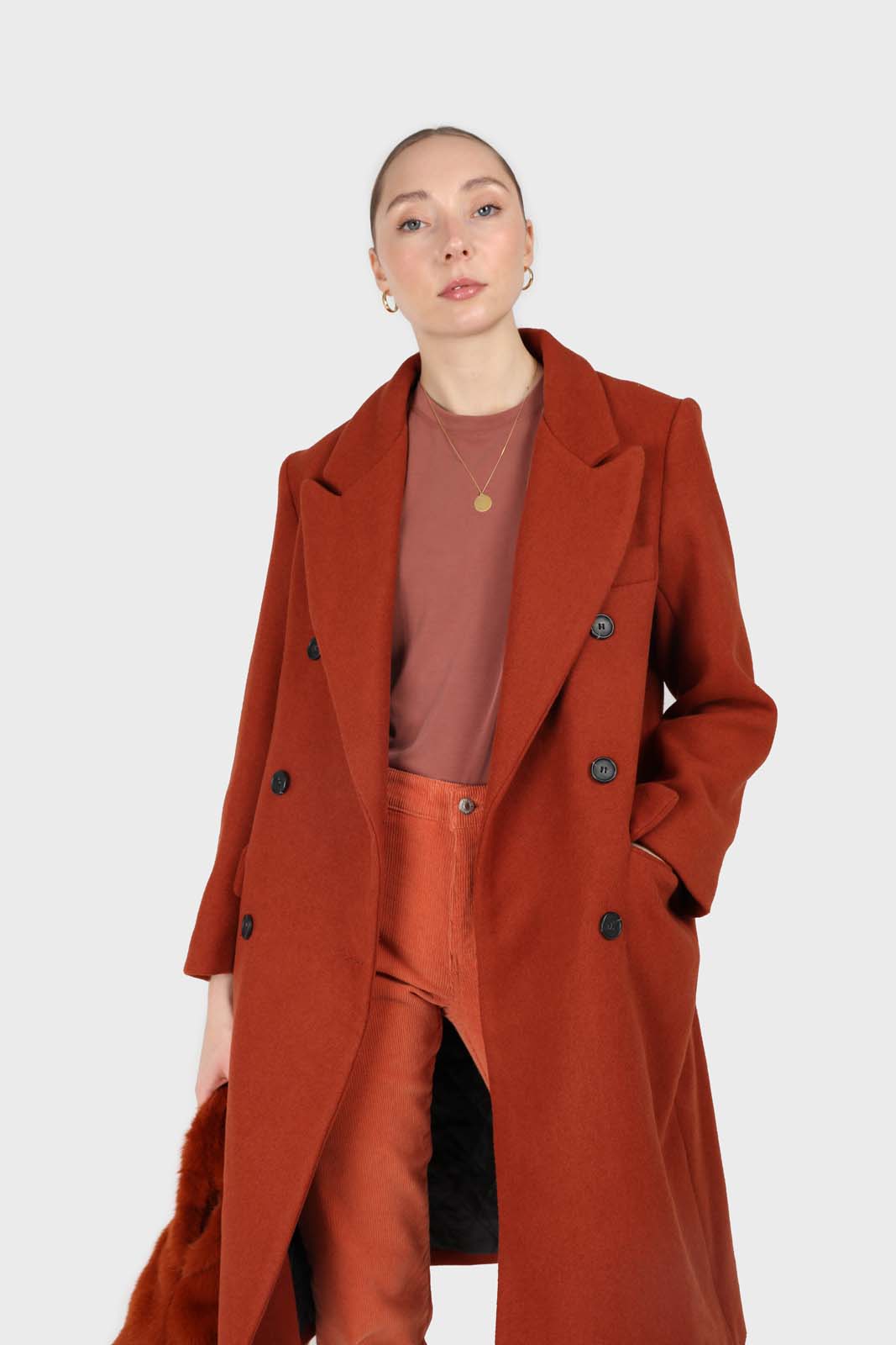 Rust orange wool long coat_1