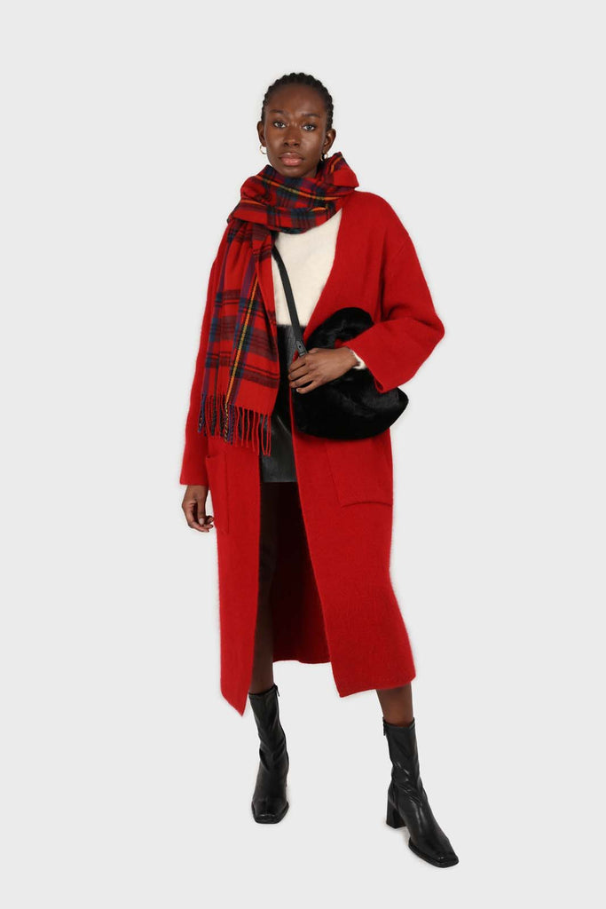 Bold red thick angora sweater coat_1