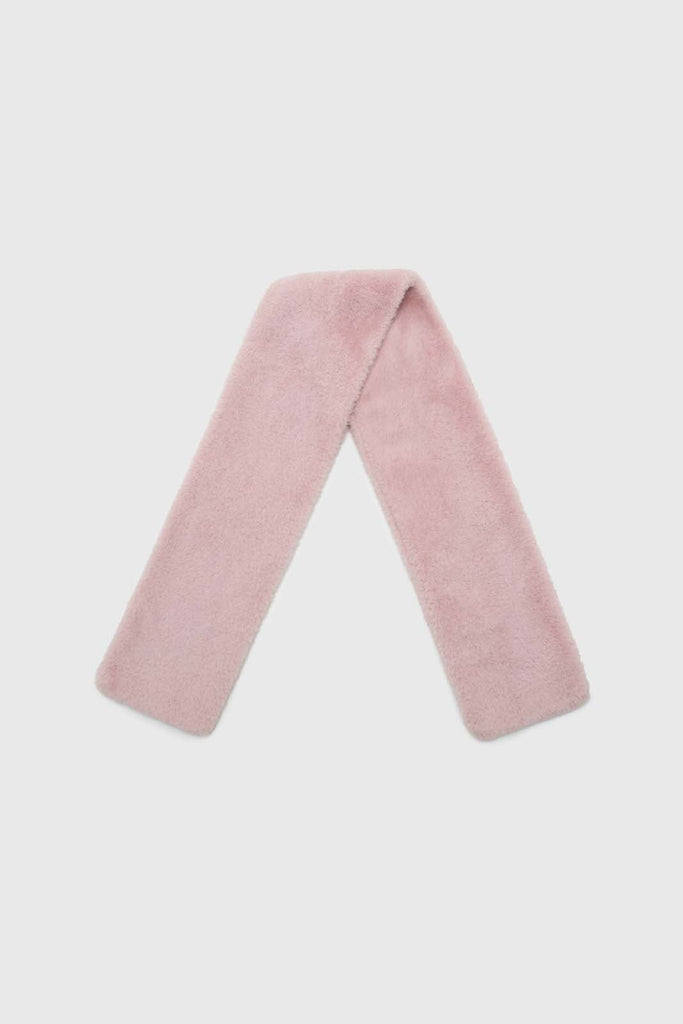 Baby pink soft faux fur tuck scarf_1