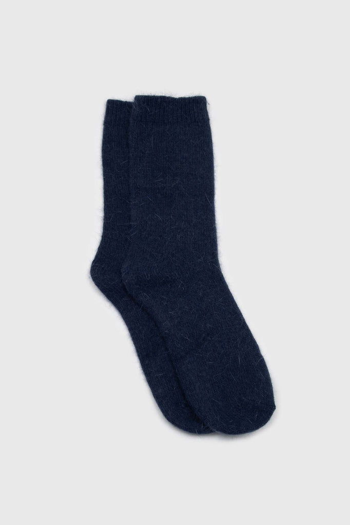 Deep blue angora smooth socks_1
