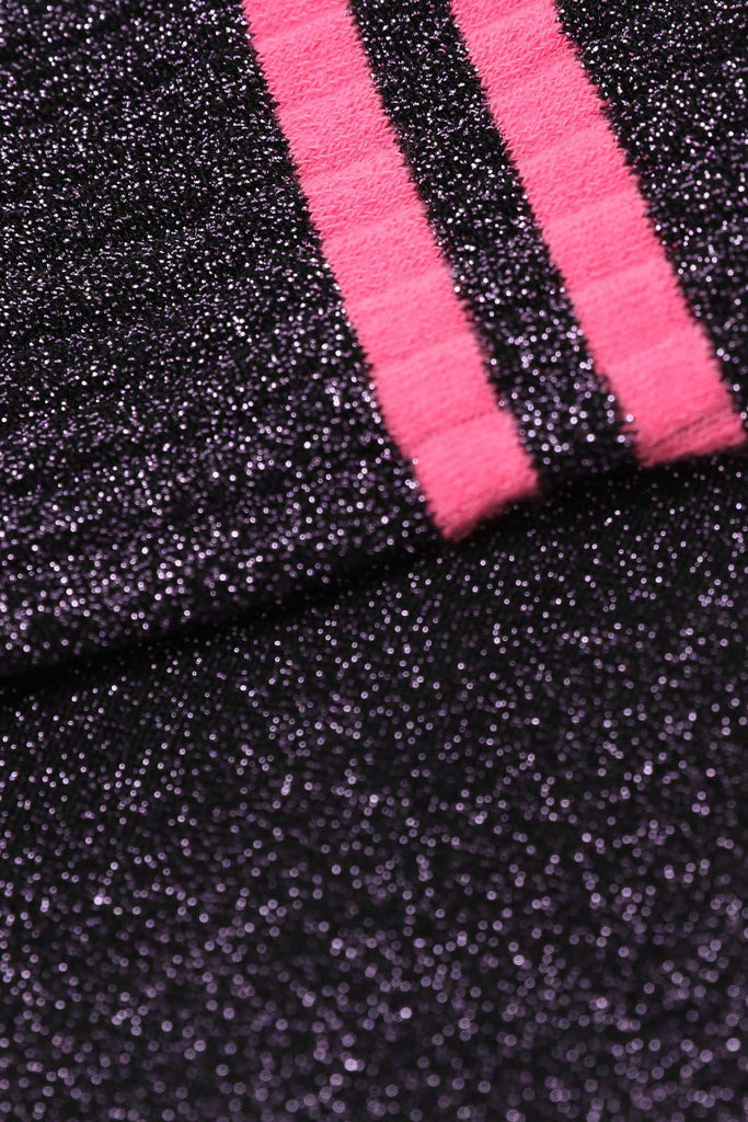 Purple metallic neon pink varsity stripe socks_2