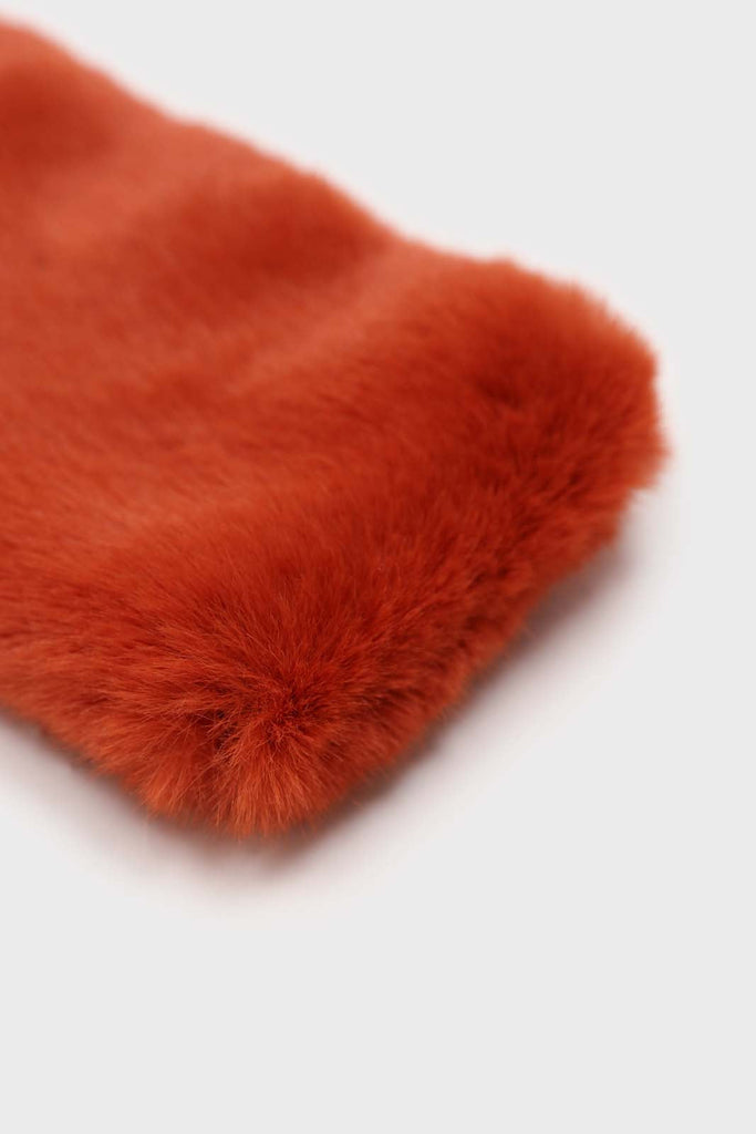 Rust orange thick faux fur tuck scarf_2