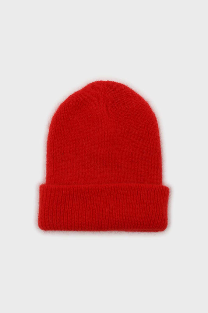 Red mohair beanie hat_2