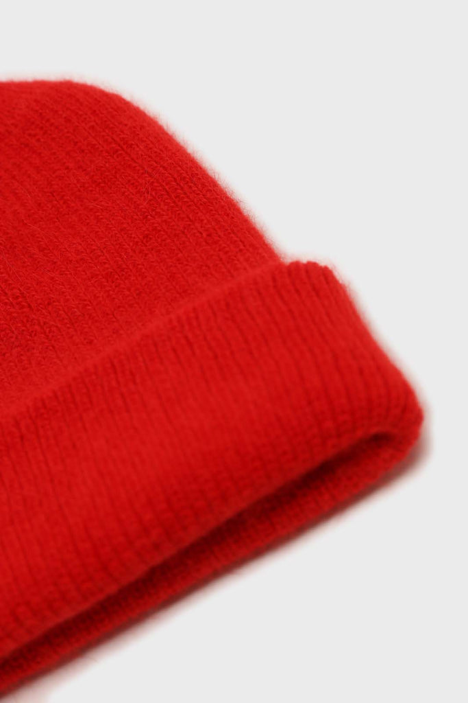 Red mohair beanie hat_3