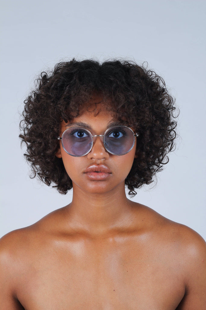 Blue clear frame rounded square sunglasses_7