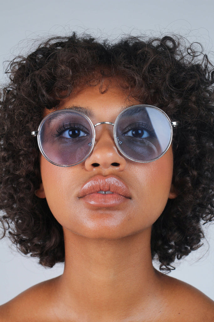 Blue clear frame rounded square sunglasses_6