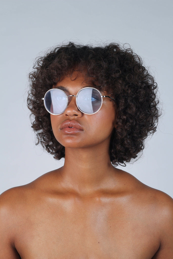 Blue clear frame rounded square sunglasses_8