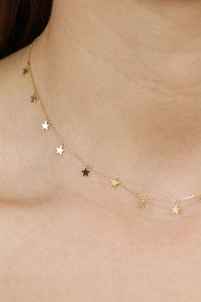 Charm necklace - Gold dangling stars_3