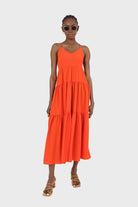 Red tiered tie back maxi dress_9