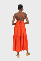 Red tiered tie back maxi dress_2