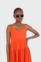 Red tiered tie back maxi dress_4