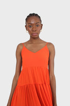 Red tiered tie back maxi dress_12