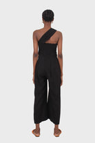 Black one shoulder linen jumpsuit_3