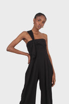 Black one shoulder linen jumpsuit_6