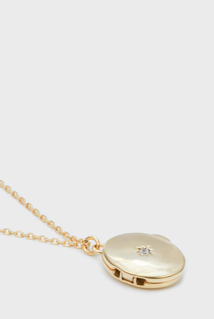 Gold pendant necklace - diamante locket_1