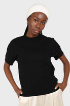 Black wool mock neck knit tee_2