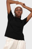 Black wool mock neck knit tee_3