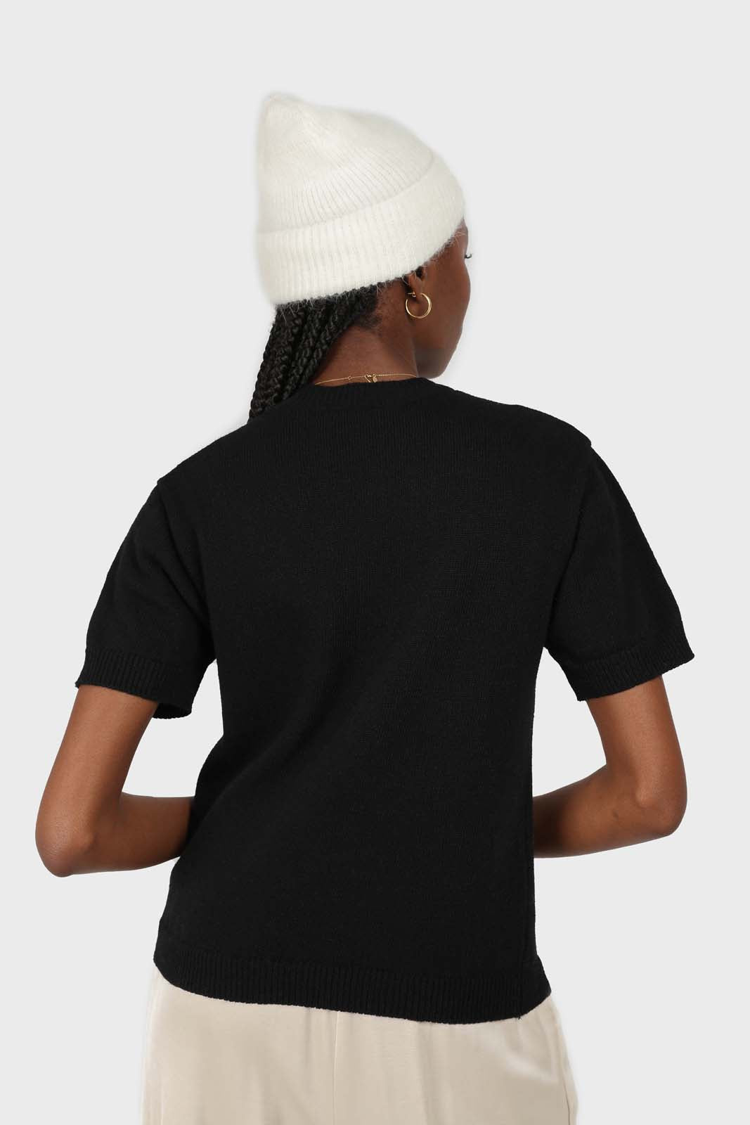 Black wool mock neck knit tee_4