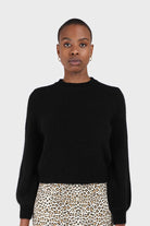 Black balloon sleeve angora jumper_1