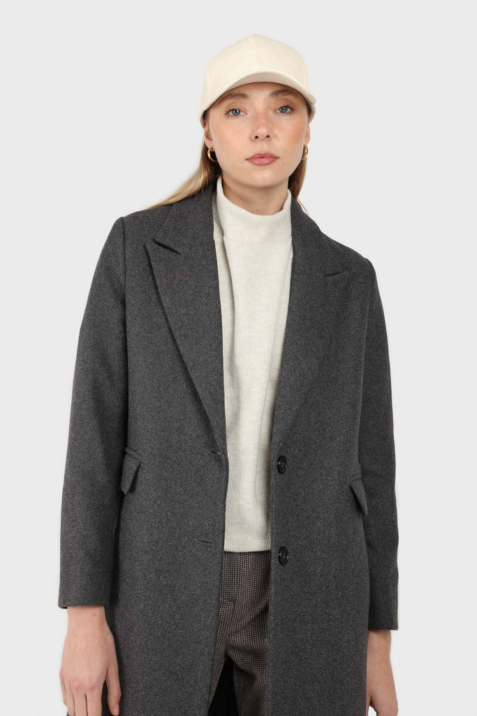 Charcoal grey single breasted wool coat_5