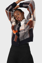 Black lined midi length flare knit skirt_5