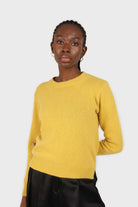 Yellow angora crew neck jumper_3