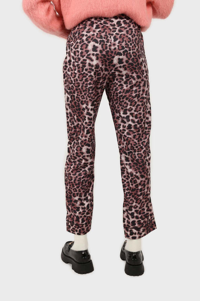 Brown leopard print trousers pajama set_4