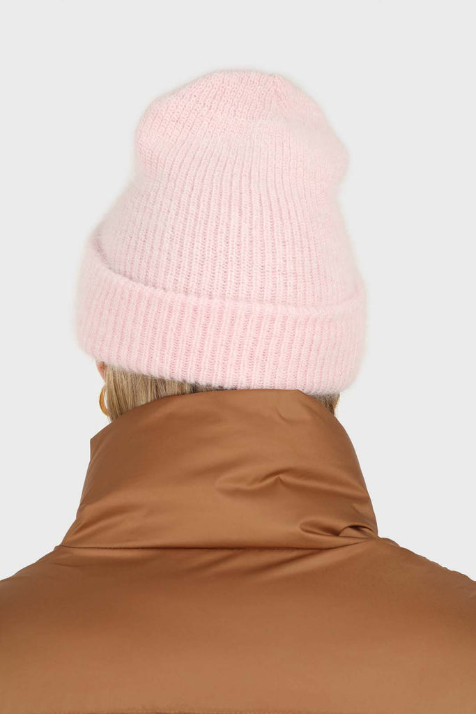 Pale pink mohair beanie hat_2