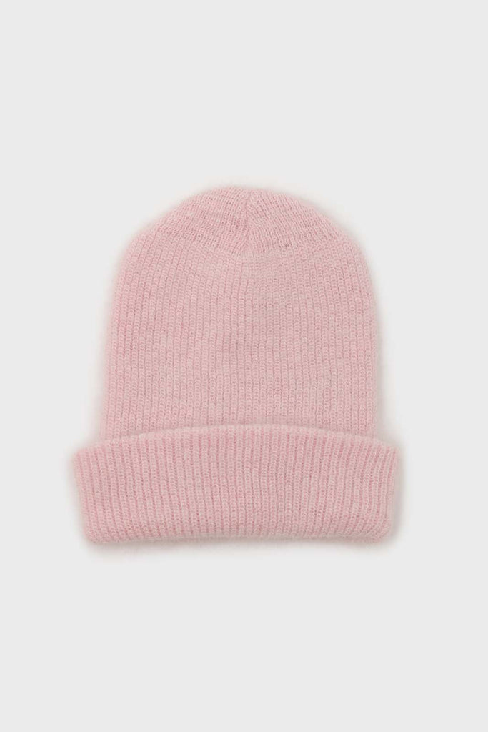 Pale pink mohair beanie hat_3