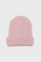 Pale pink mohair beanie and mittens set