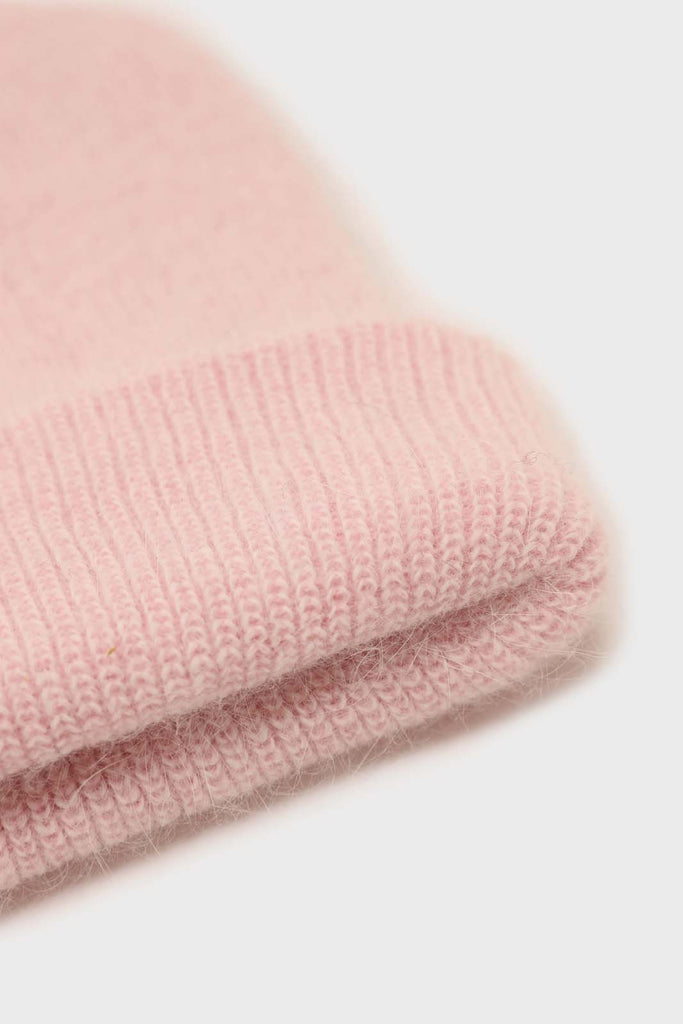 Pale pink mohair beanie hat_4