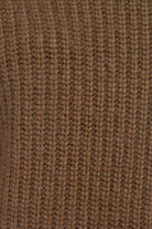 Brown furry angora ribbed V-neck jumper_5
