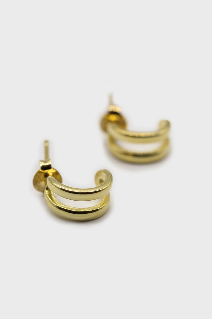 Gold small double lined hoop earrings_1