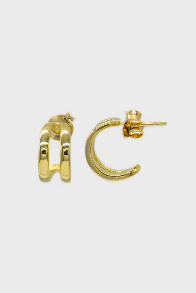 Gold small double lined hoop earrings_4