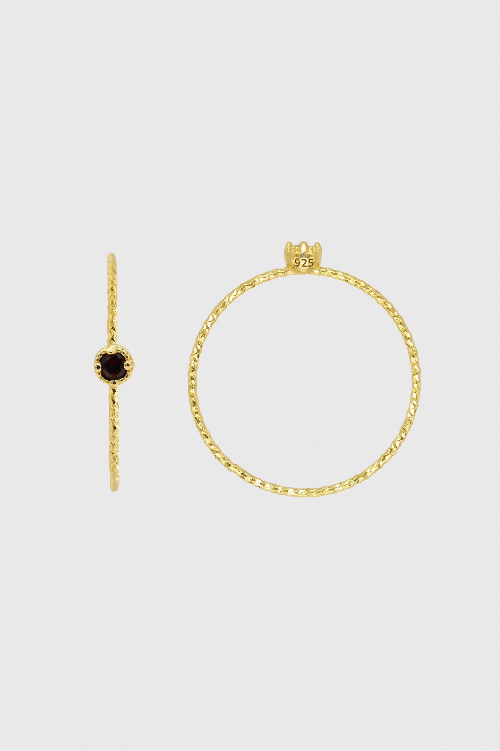 Gold genuine garnet birthstone ring / Jan_2