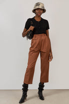 Rust orange front pocket pleated trousers_4