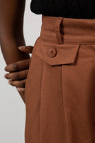 Rust orange front pocket pleated trousers_5