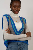 Grey and blue alpaca blend sweater vest_5