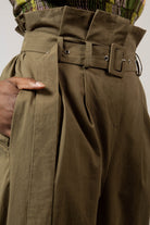 Khaki high waist belted trousers_2