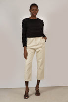 Ivory pleated loose fit jeans - 567_2