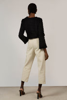 Ivory pleated loose fit jeans - 567_3