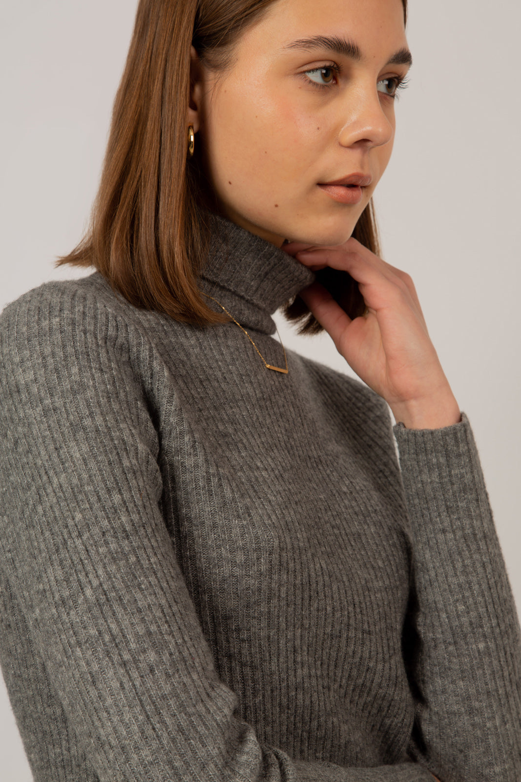 Pale grey ribbed wool blend turtleneck_4