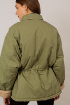 Pale khaki teddy lined cinch back parka_2