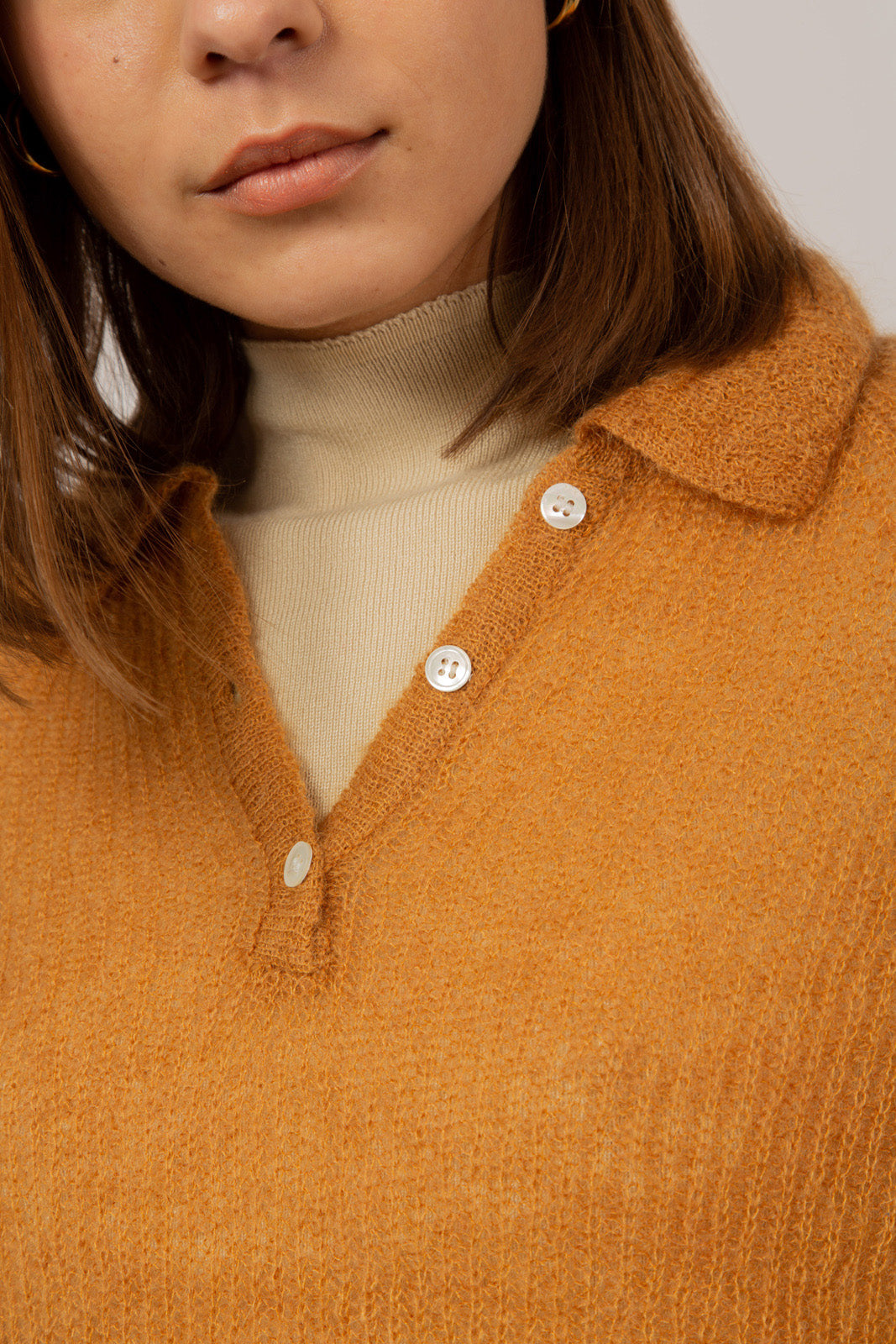 Mustard wool blend polo knit top_3