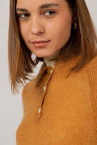 Mustard wool blend polo knit top_7