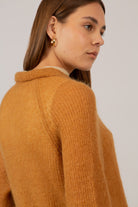 Mustard wool blend polo knit top_8